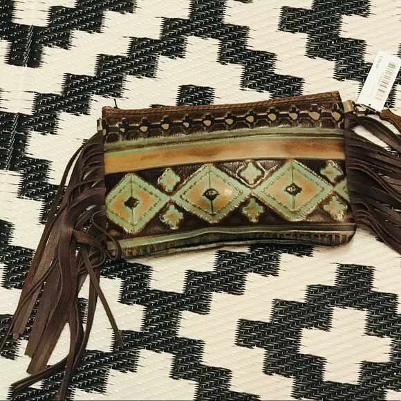 6"x 9" Leather Fringe Clutch - Picture 6 of 8